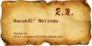 Racskó Melinda névjegykártya